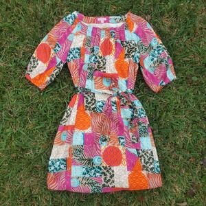 Lilly Pulitzer Silk Keating Patchwork Dress Womens Size 12 Multicolor Maximalist